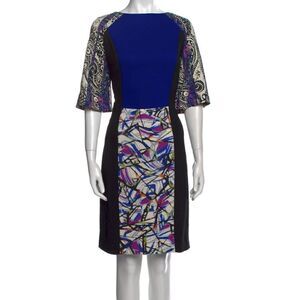 Etro Blue Printed Knee Length Dress 44=12